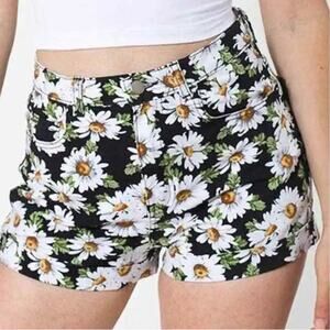American Apparel Black Daisy High Waisted Cuff Shorts Size 30